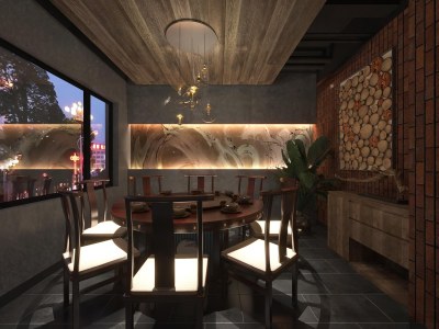 新中式包厢3D模型下载